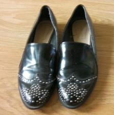 Black Patent studded slip on