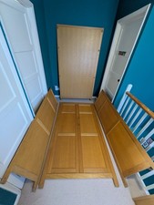 Heal's of London double wardrobe solid oak with shelf and hanging rail