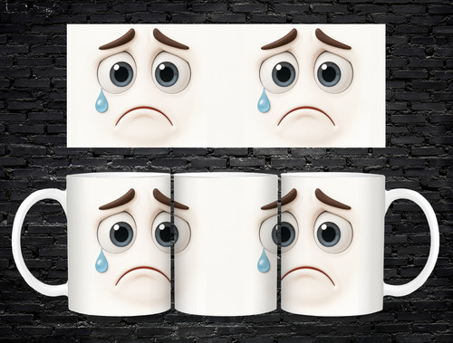 Funny sad crying face mug - sad,