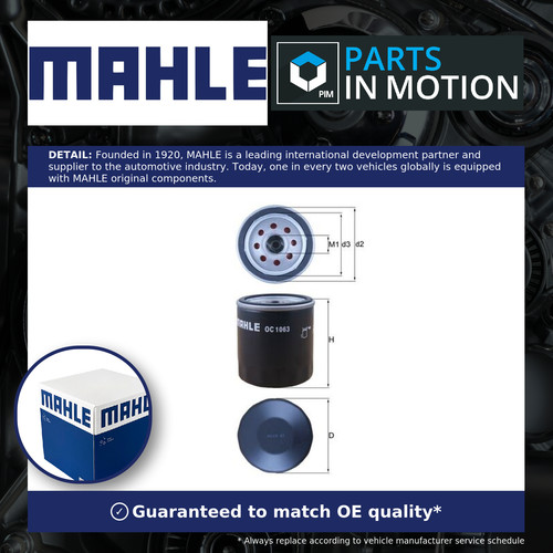 Oil filter oc1063 mahle - oil,