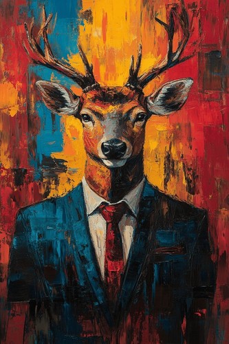 Stag animal wearing suit - animal,