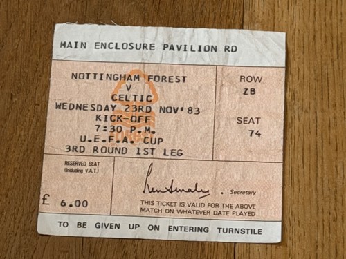 Ticket 1983 nottingham - ticket, 1983/84