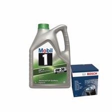 Mobil 1 ESP LV 0W30 Engine Oil 5L Bosch Oil Filter Service Kit Semi Synthetic