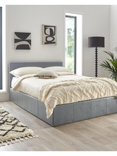 Marston Faux Leather Ottoman Bed King Grey | Storage Headboard | Sprung Slats