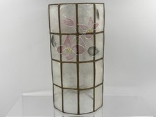 Vintage Floral Capiz Shell Light/Lamp Desk Shade Cylinder 23cm