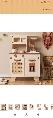 Wooden play kitchen for kids - wooden,