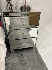 Very Home Mirrored Bedside Table 3 Drawer