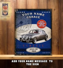 PERSONALISED JAGUAR MK2 WORKSHOP GARAGE SHED Metal Wall Sign BWA RS220