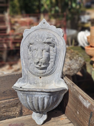 Antique lead lion head mask - lead,