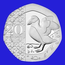 20p Coin. KING CHARLES III PUFFIN TWENTY PENCE COIN 2024 BUNC.