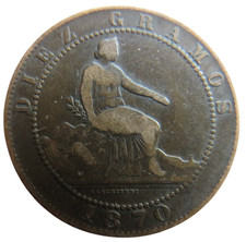 1870 Spain 10 Centimos Coin
