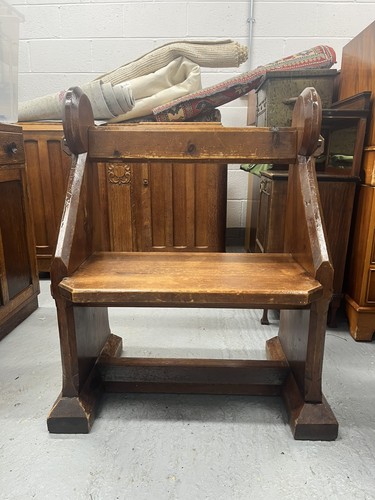 Antique oak settle bench - antique,