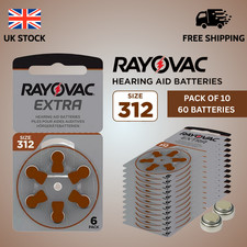 RAYOVAC EXTRA HEARING AID BATTERIES SIZE 312 ZINC AIR LONG LASTING POWER 60 PACK
