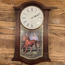 Danbury Mint Secretariat Wall Clock Vintage Wood thoroughbred association works 