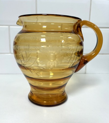 Vintage amber glass jug - amber,