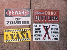 Metal Signs Job Lot X 4. Man Cave. Garden Bar. Dad Shed. Funny Signs.
