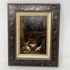 Levi Bihari Oil Painting On Board Signed Levi Chickens