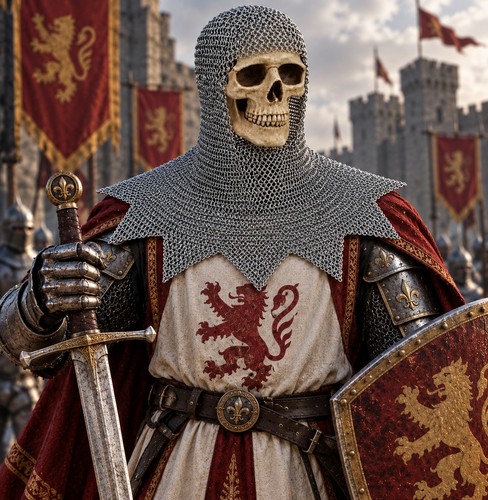 Medieval skull chainmail coif - medieval,