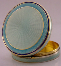 SUPERB ANTIQUE STERLING SILVER ENAMEL BOX c1920 2.5inch ART DECO