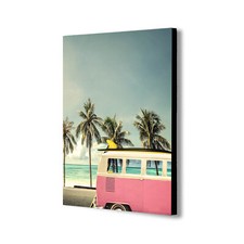 Camper Van Surfer - Canvas Wall Art Framed Print - Various Sizes