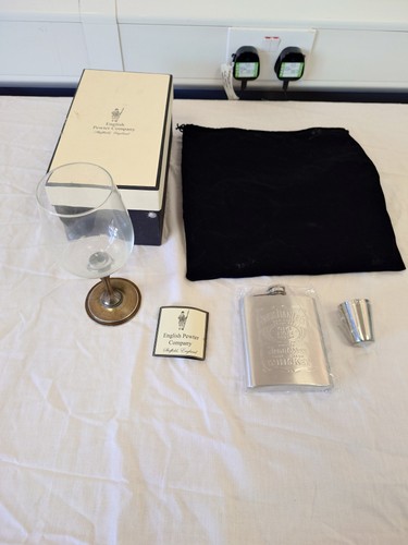 English pewter goblet and jack - and,