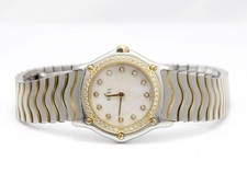 Ebel Wave 18k Gold Diamond Bezel Pearl Dial 23mm Swiss Quartz Ladies Watch