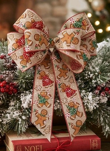 Gingerbread christmas tree bow - christmas,