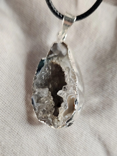 Agate geode crystal necklace - geode,