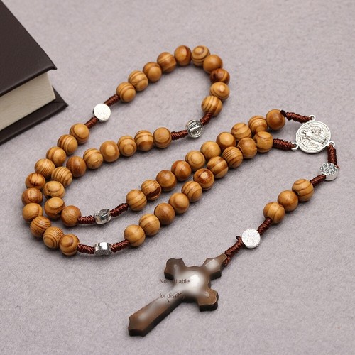 Wood beads rosary necklace - beads,