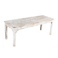Antique Whitewashed Teak Work Bench – Indian Kitchen Table 1880s Heavy Vintage