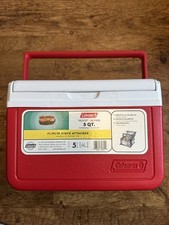 1999 Coleman Red Fliplid 5 Qt Cooler Lunchbox Model 5205 Vintage MADE IN USA VGC