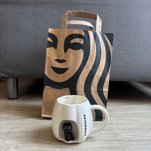Starbucks peep black cat - starbucks,