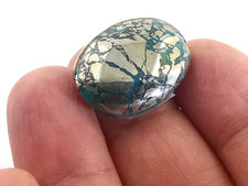 Natural Persian Turquoise Cabochon, Oval Shape, Stabilized Blue Stone, 55 Carat