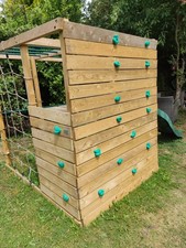 Plum Play Wooden Climbing Frame Cube With Slide, Monkey Bars  And Hideout