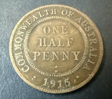 1915 Half Penny Australian PreDecimal Coin Ungraded (Lot 1633)