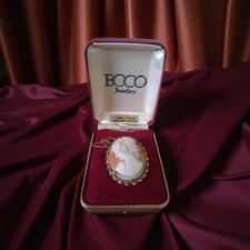 Vintage ECCO Jewellery Rolled Gold Shell Cameo Brooch Pendant – 1/20th 9ct Gold