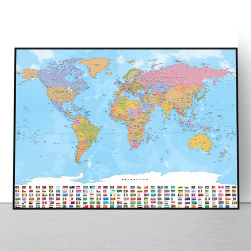 World map poster laminated - poster,
