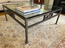 Glass metal coffee table large