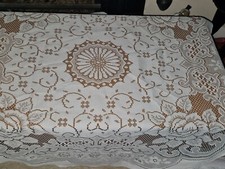 Small, Vintage/Retro White, Patterned, Lace, Round Tablecloth