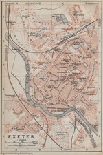 EXETER antique town city plan