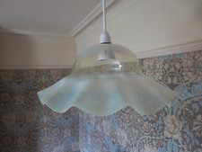 Rare  Vaseline Glass Electric Lamp Shade Opalescent & Uranium WAS BENSON STYLE