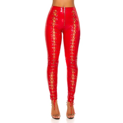 Latex look leggings front lace - look,