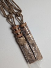 Next New curtain tie backs Wooden Bronze Gold Tassel Drape hold tiebacks 