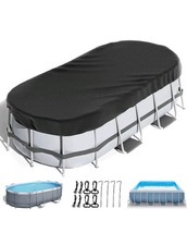 LXKCKJ 12X24FT Rectangular Pool Cover with Above Ground Pool, 12-24FT, Black 