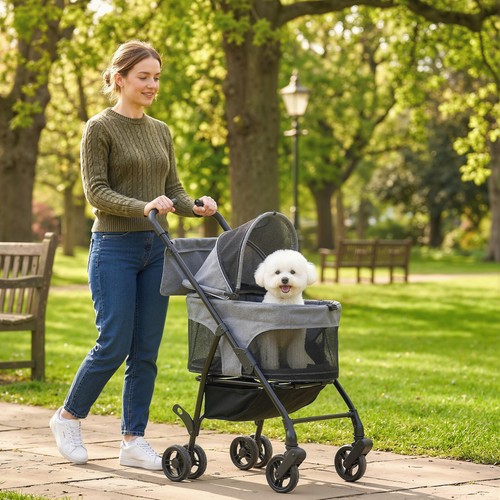 Pawhut foldable pet stroller - pet,
