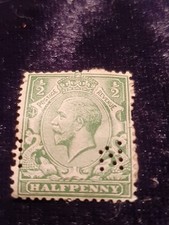 GB King George V Green Halfpenny Stamp Unused With N Perforation