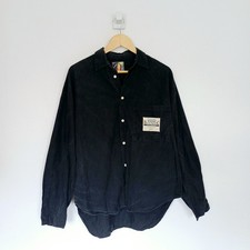 Joe Bloggs Shirt Size L Mens Grey 90's Pocket Distressed Collar Button Up Pocket