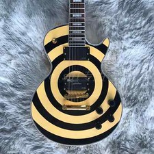 Best Zakk Wylde Bullseye Cream & Black Electric Guitar EMG 8185 Pickups Gold