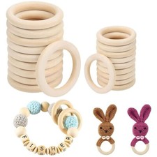 5-50Pcs Natural Wooden Round Rings DIY Necklace Jewellery Macrame Beads