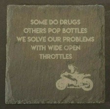 Motorbike life slate coaster